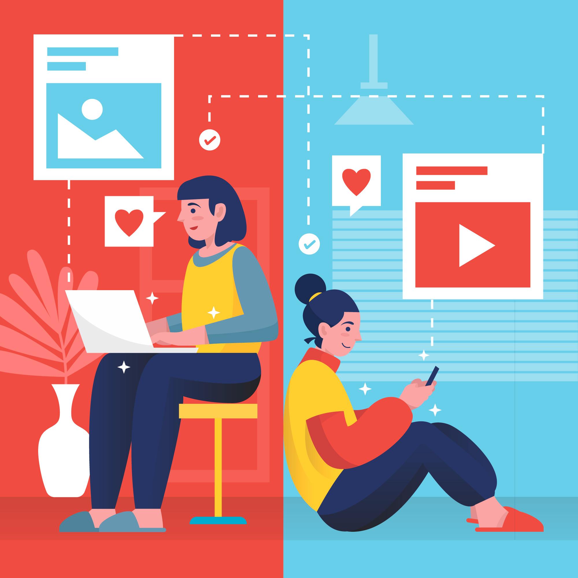 User-Generated Content reading and scrolling through social media