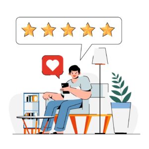 a person giving customer reviews and ratings
