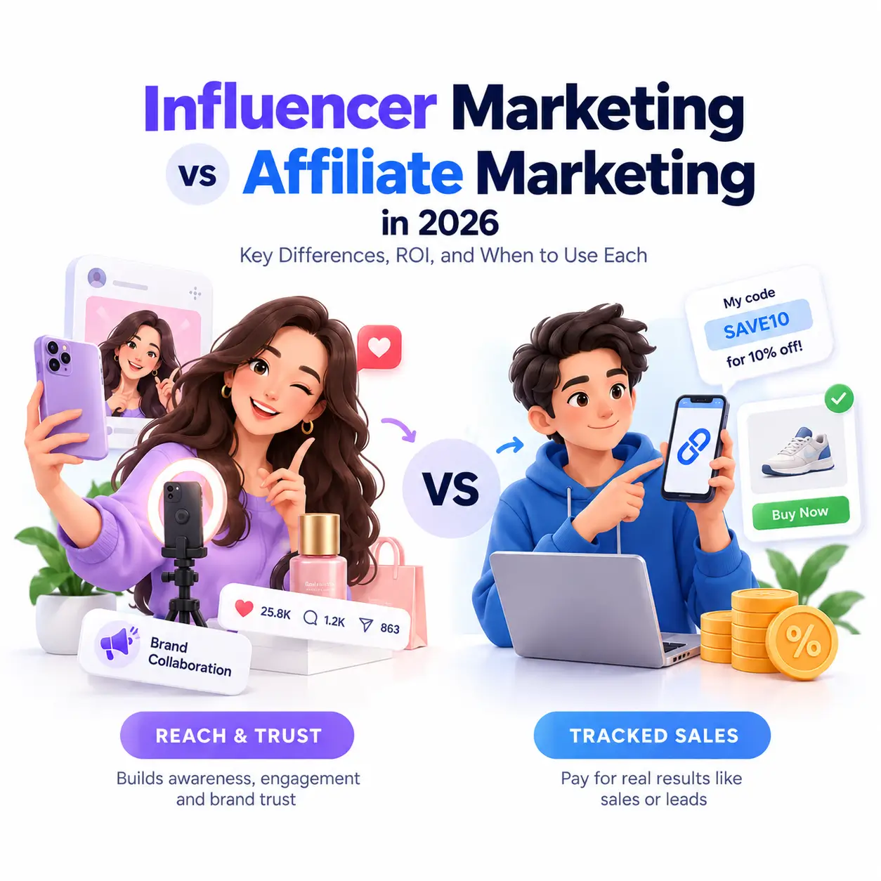 Influencer marketing vs affiliate marketing featured